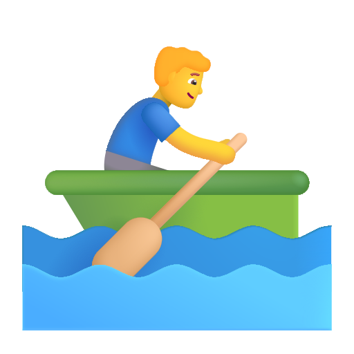 How emoji man rowing boat displayed on Microsoft 3D fluent