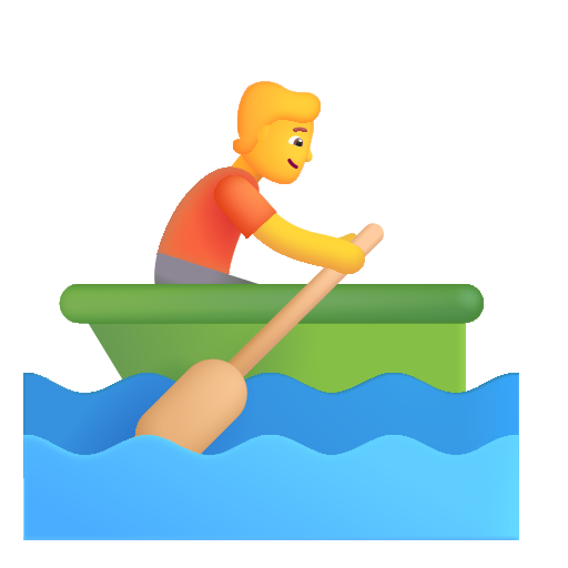 How emoji person rowing boat displayed on Microsoft 3D fluent