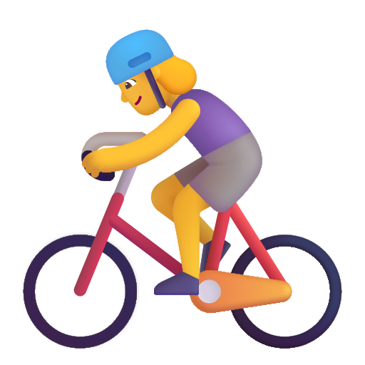 How emoji woman biking displayed on Microsoft 3D fluent