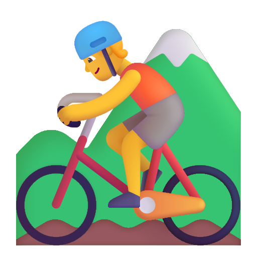 How emoji person mountain biking displayed on Microsoft 3D fluent