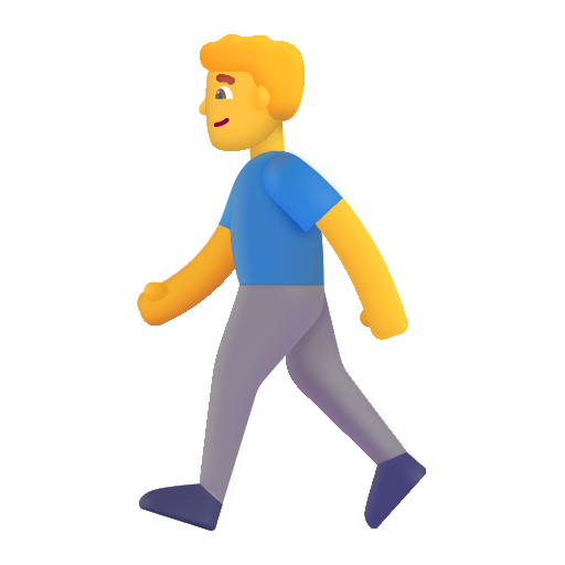 How emoji man walking displayed on Microsoft 3D fluent