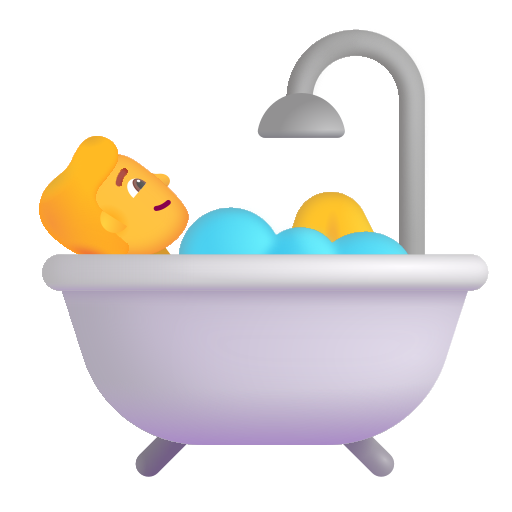 How emoji person taking bath displayed on Microsoft 3D fluent