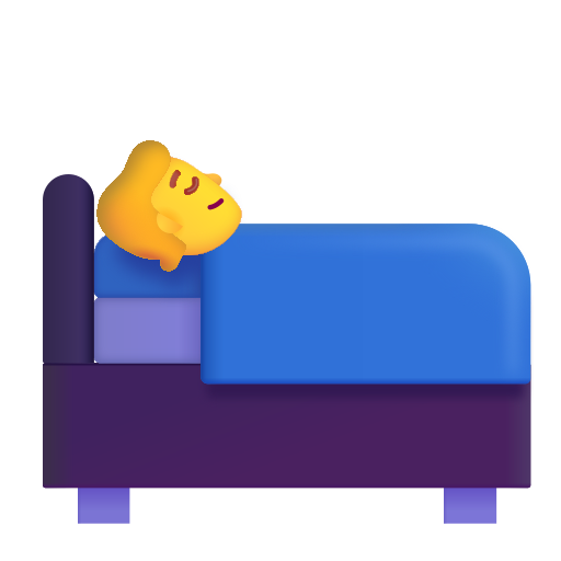 How emoji person in bed displayed on Microsoft 3D fluent