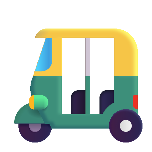 How emoji auto rickshaw displayed on Microsoft 3D fluent