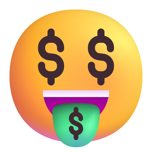 How emoji money-mouth face displayed on Microsoft 3D fluent