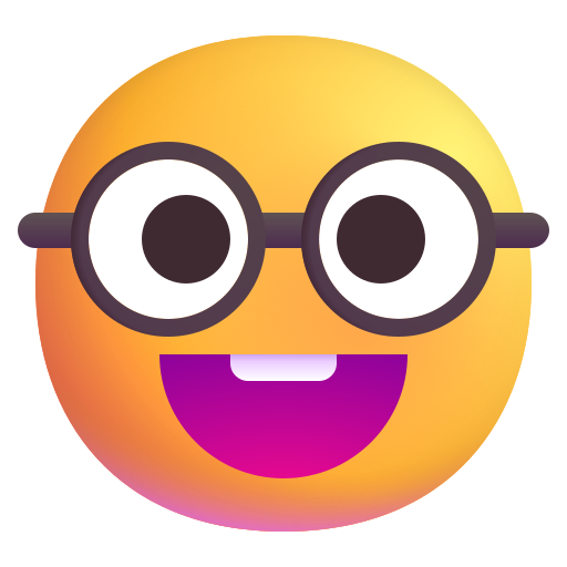 How emoji nerd face displayed on Microsoft 3D fluent