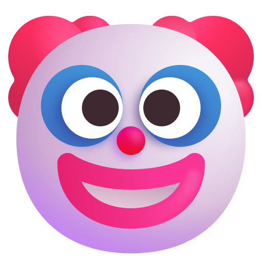 How emoji clown face displayed on Microsoft 3D fluent