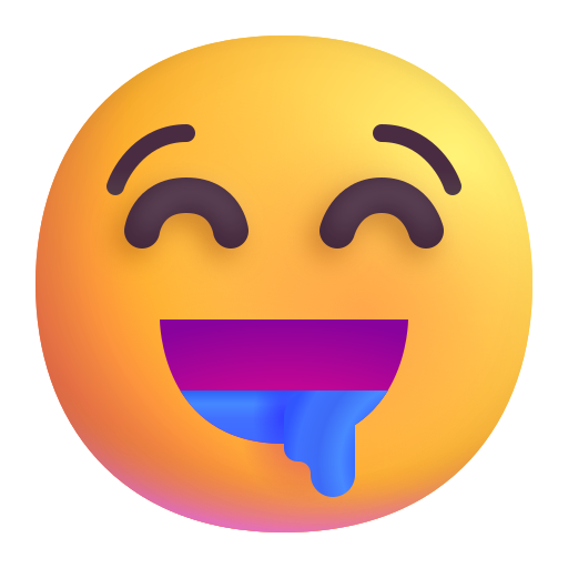 How emoji drooling face displayed on Microsoft 3D fluent