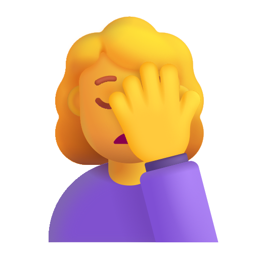 How emoji woman facepalming displayed on Microsoft 3D fluent