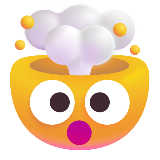 How emoji exploding head displayed on Microsoft 3D fluent