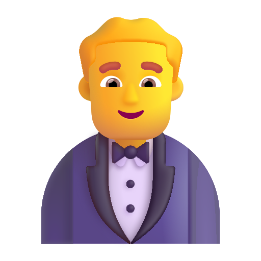 How emoji man in tuxedo displayed on Microsoft 3D fluent