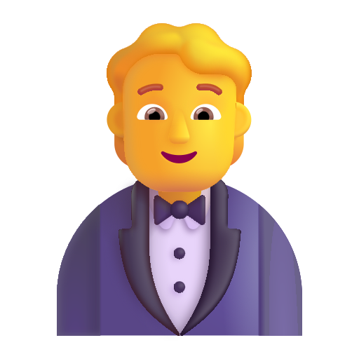 How emoji person in tuxedo displayed on Microsoft 3D fluent