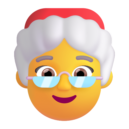 How emoji Mrs. Claus displayed on Microsoft 3D fluent