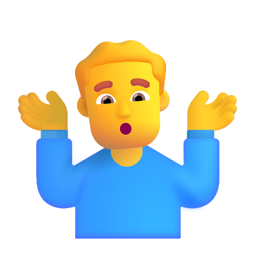 How emoji man shrugging displayed on Microsoft 3D fluent