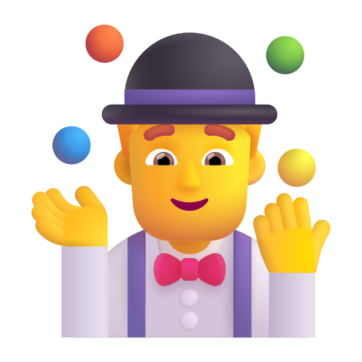 How emoji man juggling displayed on Microsoft 3D fluent