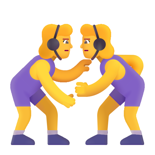 How emoji women wrestling displayed on Microsoft 3D fluent