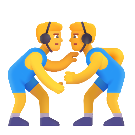 How emoji men wrestling displayed on Microsoft 3D fluent