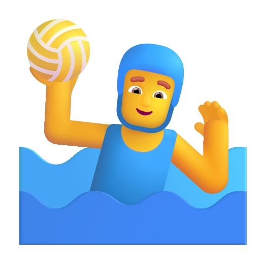 How emoji man playing water polo displayed on Microsoft 3D fluent