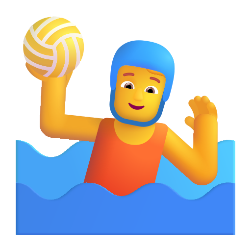 How emoji person playing water polo displayed on Microsoft 3D fluent