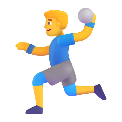 How emoji man playing handball displayed on Microsoft 3D fluent