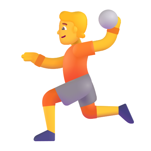 How emoji person playing handball displayed on Microsoft 3D fluent