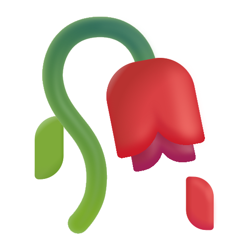 How emoji wilted flower displayed on Microsoft 3D fluent