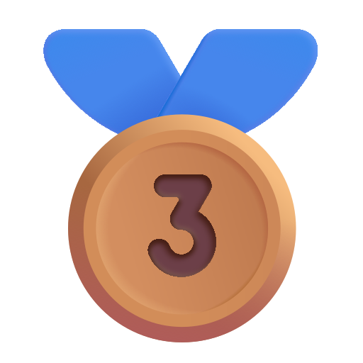 How emoji 3rd place medal displayed on Microsoft 3D fluent