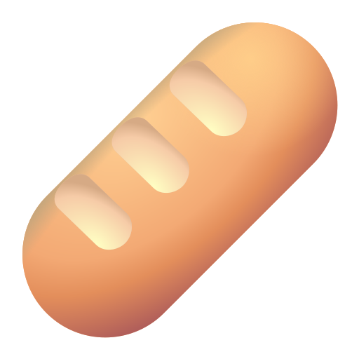 How emoji baguette bread displayed on Microsoft 3D fluent