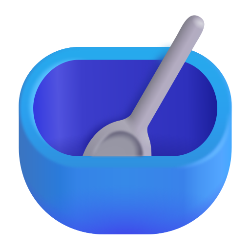 How emoji bowl with spoon displayed on Microsoft 3D fluent