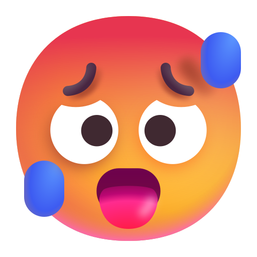 How emoji hot face displayed on Microsoft 3D fluent