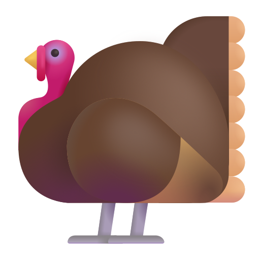 How emoji turkey displayed on Microsoft 3D fluent