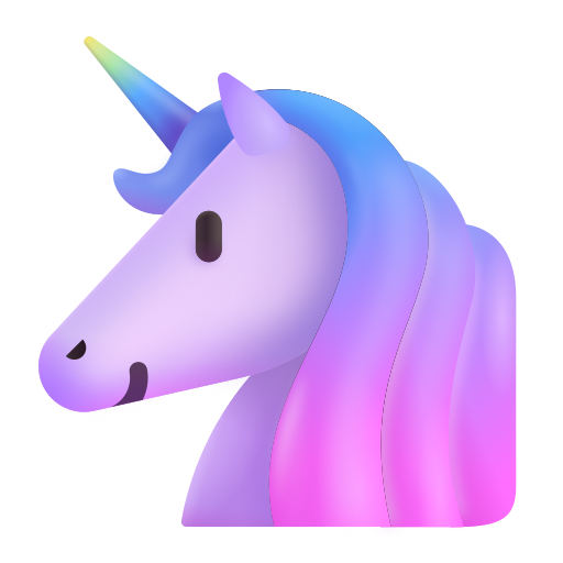 How emoji unicorn displayed on Microsoft 3D fluent