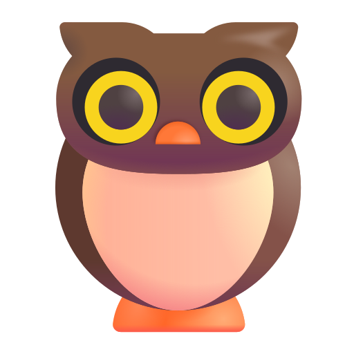 How emoji owl displayed on Microsoft 3D fluent