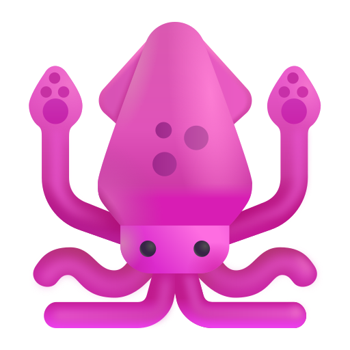 How emoji squid displayed on Microsoft 3D fluent