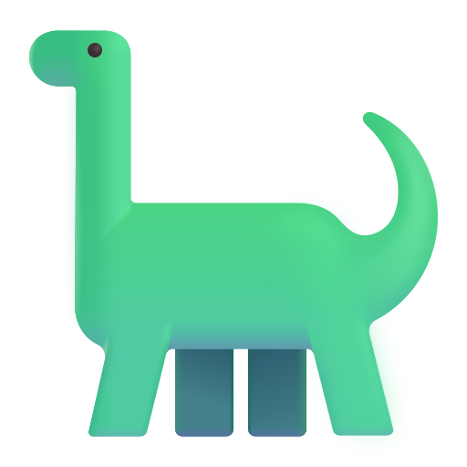 How emoji sauropod displayed on Microsoft 3D fluent