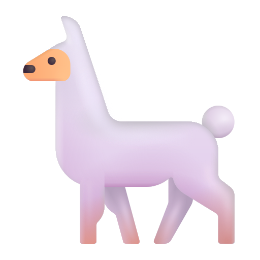 How emoji llama displayed on Microsoft 3D fluent