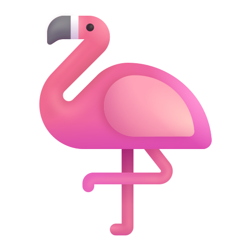 How emoji flamingo displayed on Microsoft 3D fluent