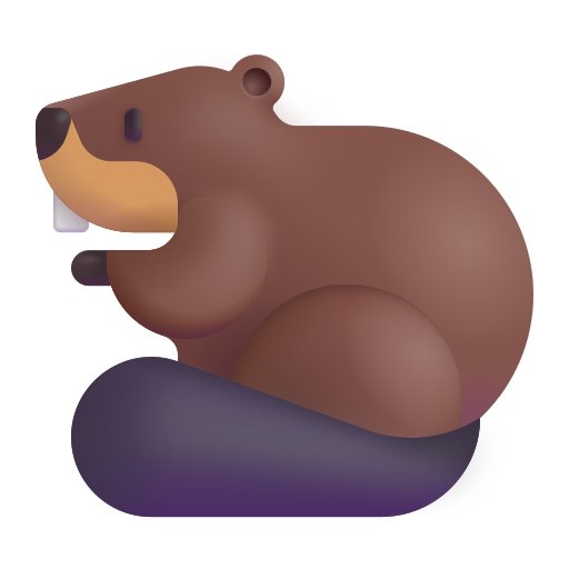 How emoji beaver displayed on Microsoft 3D fluent