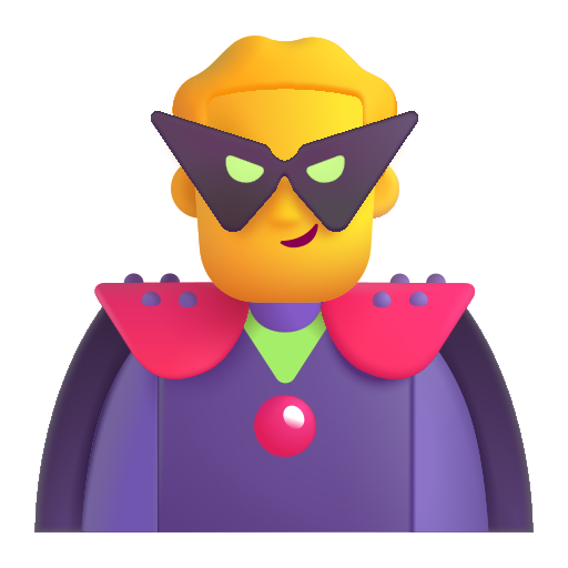 How emoji man supervillain displayed on Microsoft 3D fluent