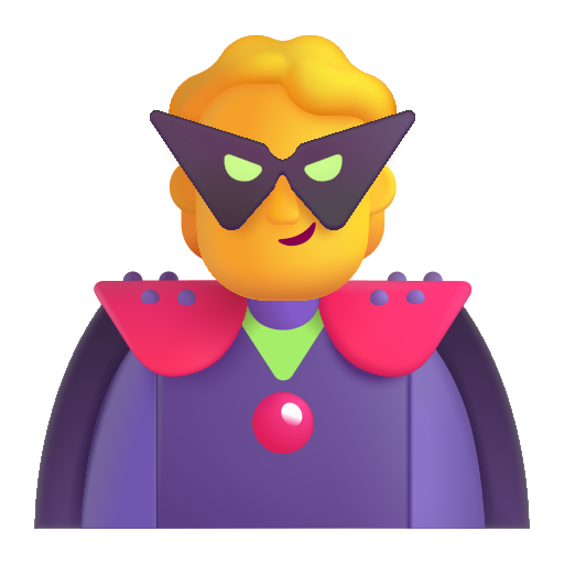 How emoji supervillain displayed on Microsoft 3D fluent