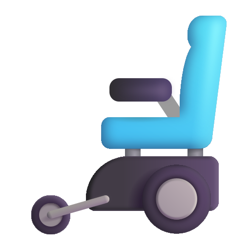 How emoji motorized wheelchair displayed on Microsoft 3D fluent