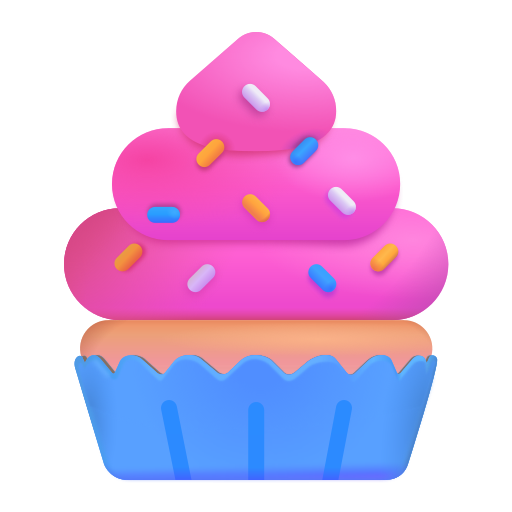 How emoji cupcake displayed on Microsoft 3D fluent