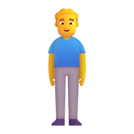 How emoji man standing displayed on Microsoft 3D fluent