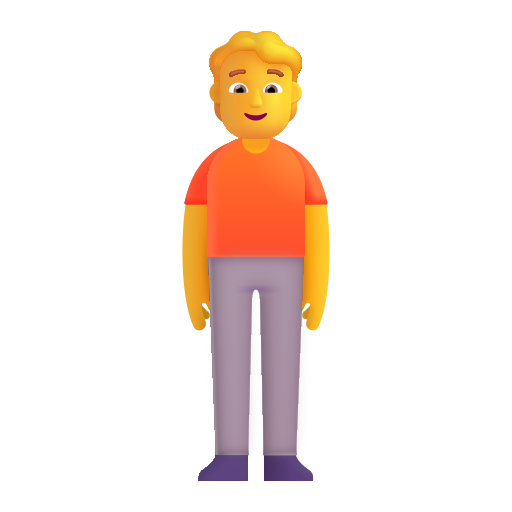 How emoji person standing displayed on Microsoft 3D fluent