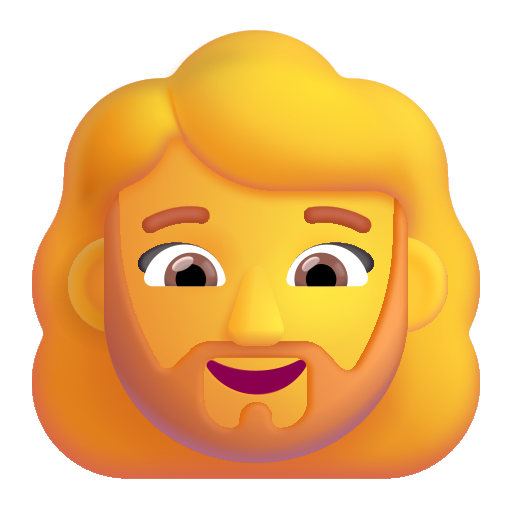 How emoji woman: beard displayed on Microsoft 3D fluent