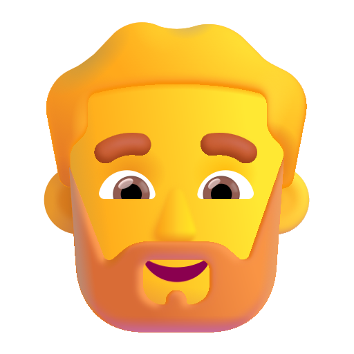 How emoji man: beard displayed on Microsoft 3D fluent