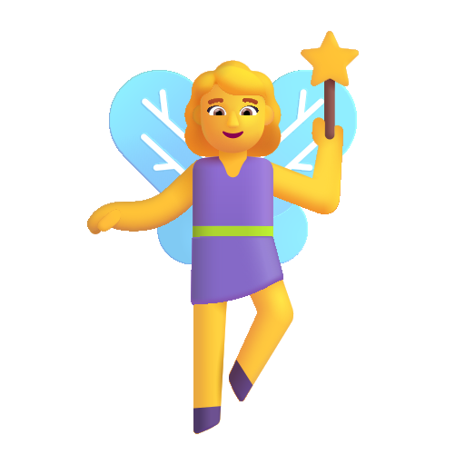 How emoji woman fairy displayed on Microsoft 3D fluent