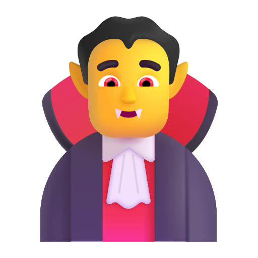 How emoji man vampire displayed on Microsoft 3D fluent