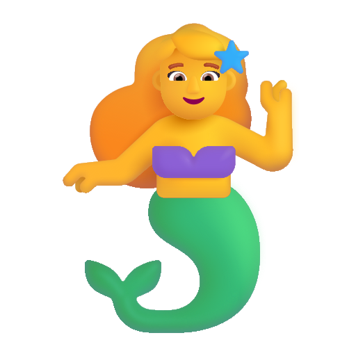 How emoji mermaid displayed on Microsoft 3D fluent