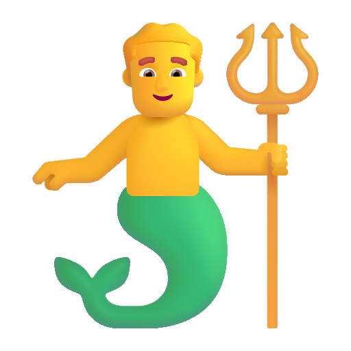 How emoji merman displayed on Microsoft 3D fluent